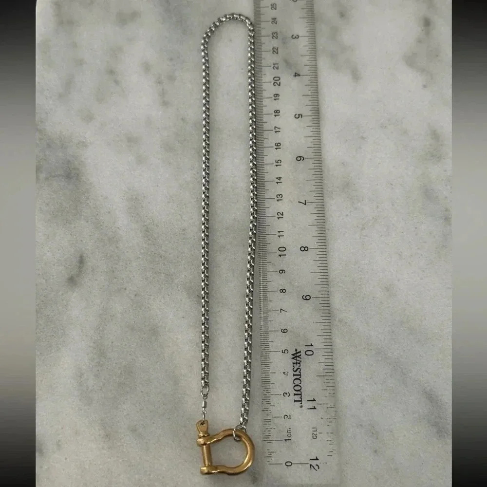 COPY - COPY - Gold Chain Two Tone Silver Horse Bit Chunky Necklace - Picture 4 of 4